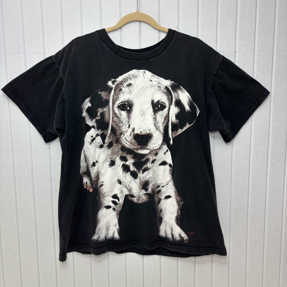 Trinity Products‎ Vintage Charming Black Puppy Print Women's Tee Size XL